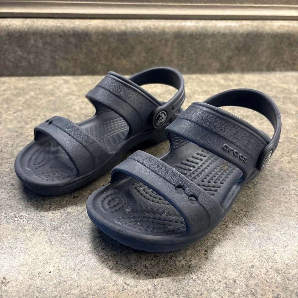Crocs Toddler Open Toe Strappy Sandals Navy Blue C11 Excellent Condition